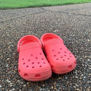 Girls Crocs, Juniors size 4. Coral.